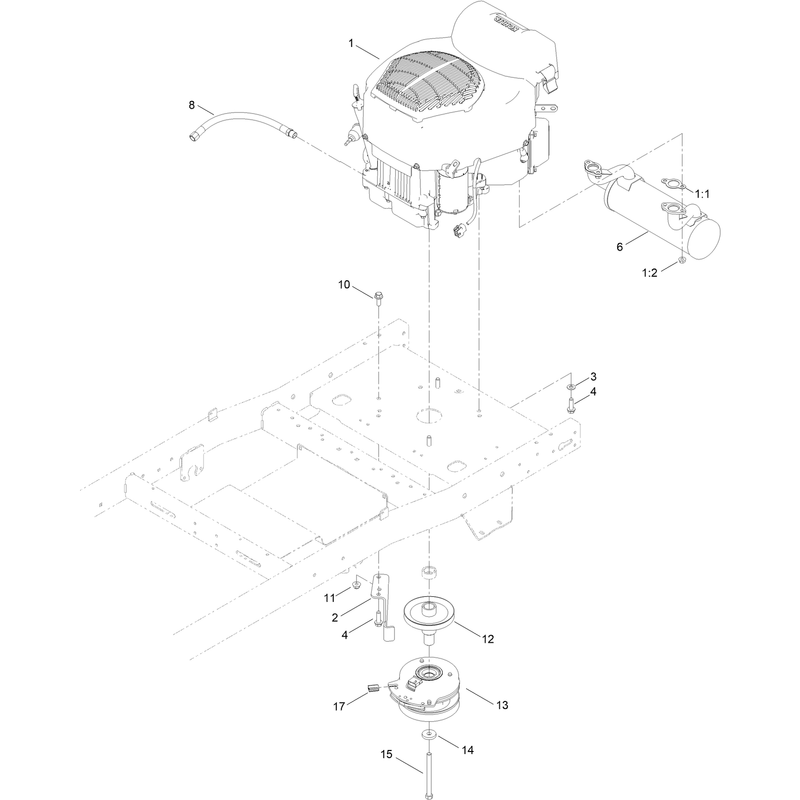 Engine and Muffler Assembly