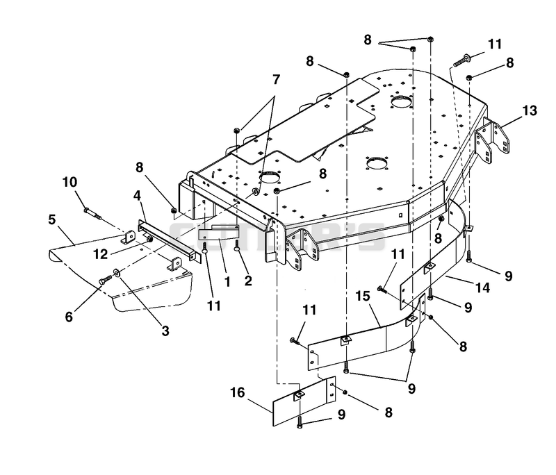 Deck, Discharge Chute And Baffles