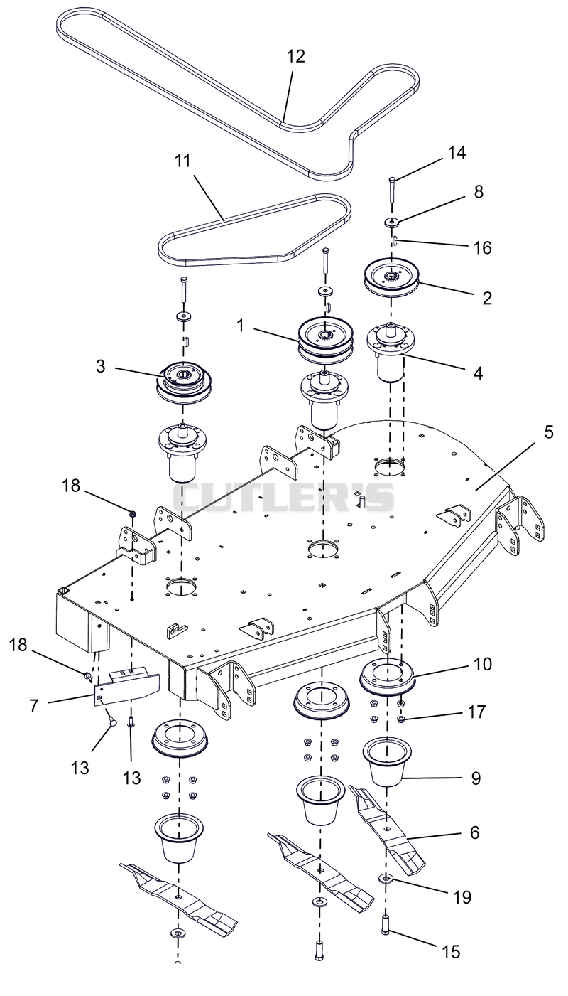 Deck, Belts, Baffle, Blades And Spindles - 48"