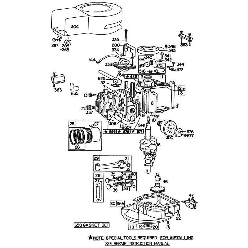 Engine Briggs and Stratton Model No 93508-0196-01 Engine Briggs and Stratton No 92908-2954-01