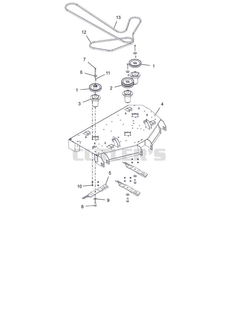Deck, Belts, Blades and Spindles – 44"