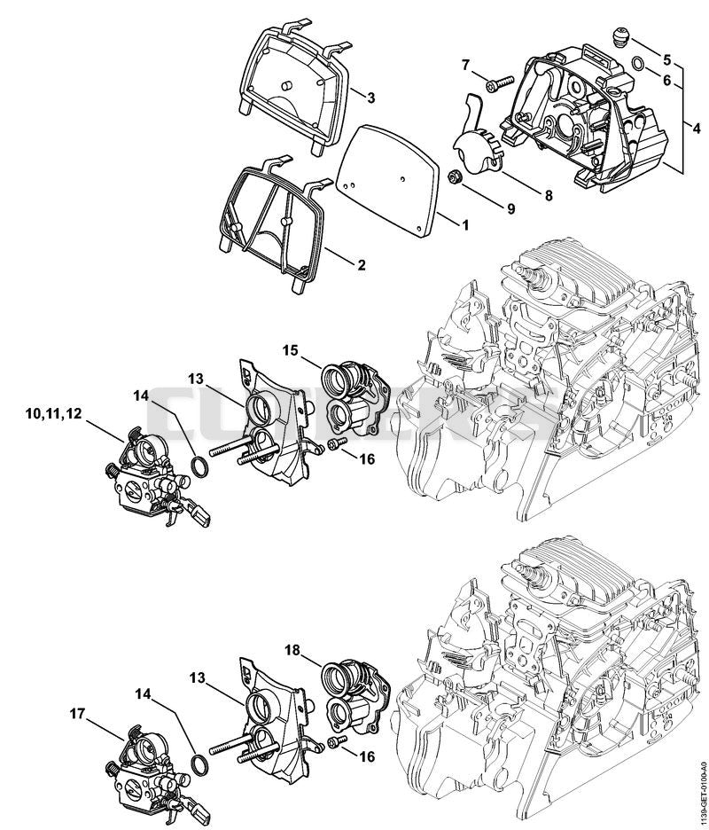Air filter, Manifold
