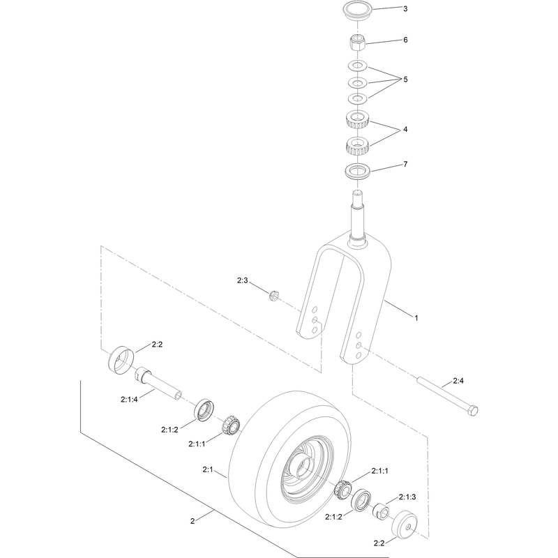 Caster Fork and Wheel Assembly