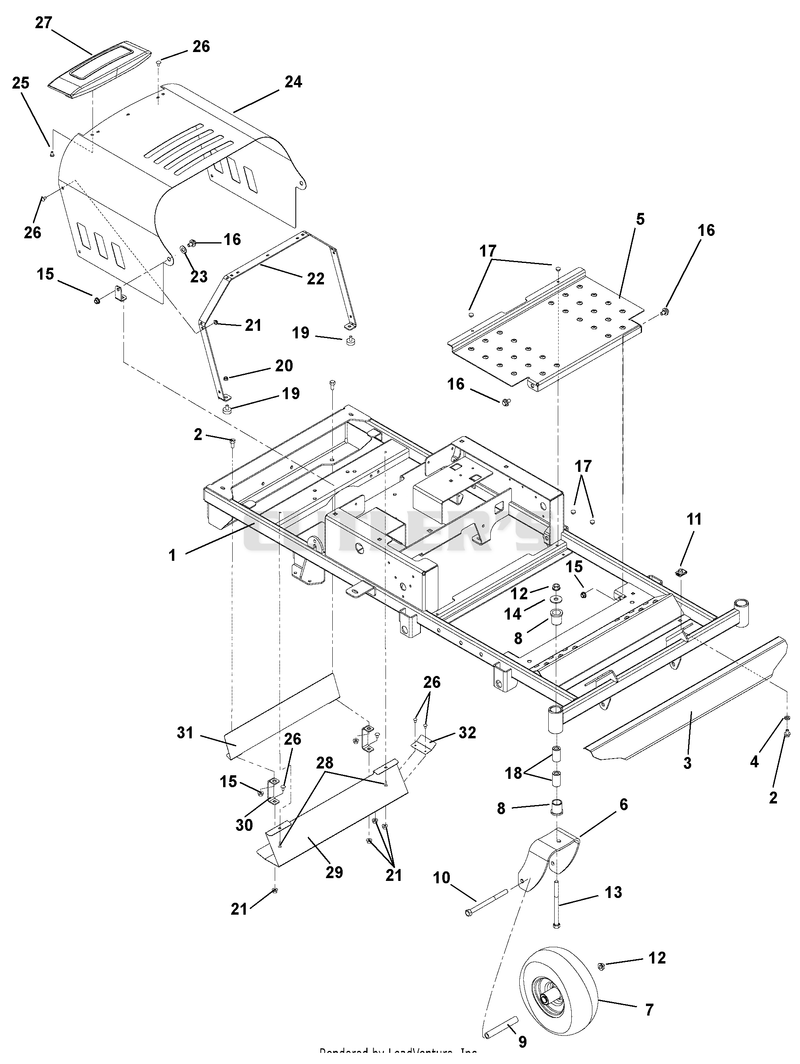 Frame, Hood, Footrest, Casters And Tires