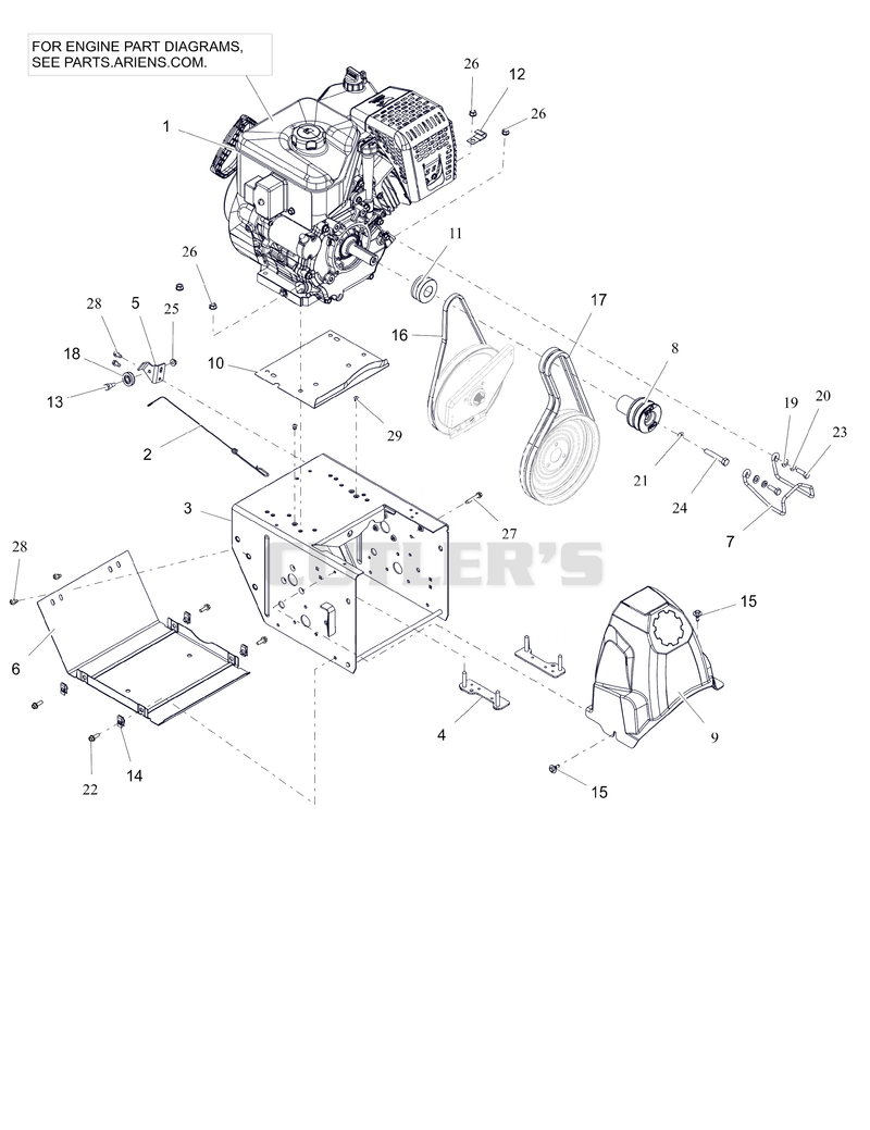 Engine, Frame and Belt Drive