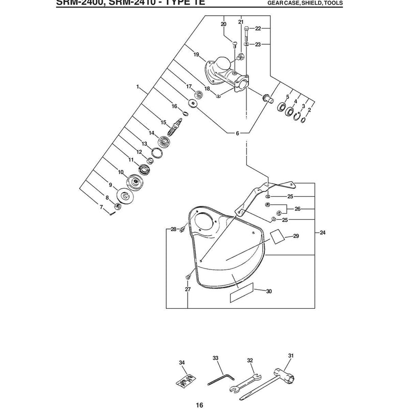 Srm-2410 - Type 1E Gearcase, Shield, Tools