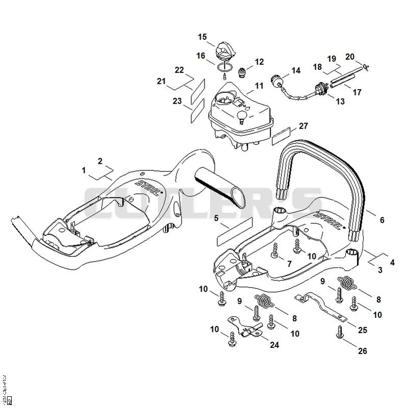 Handle frame, Fuel tank