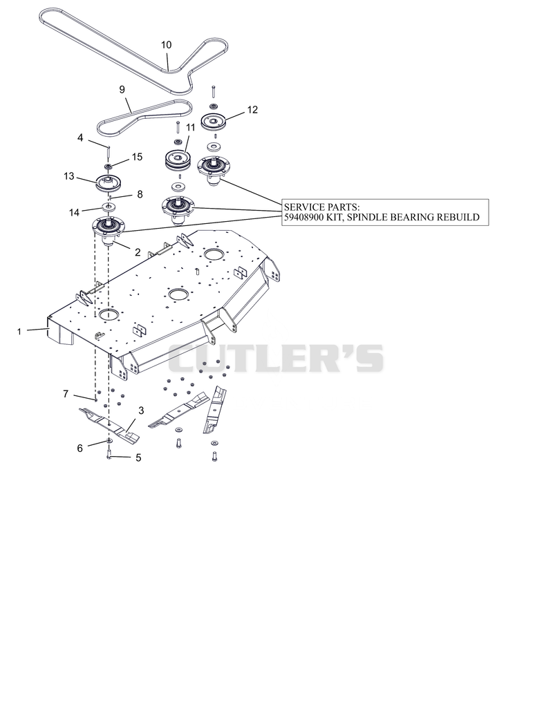 Deck, Spindles, Belts and Blades – 52"