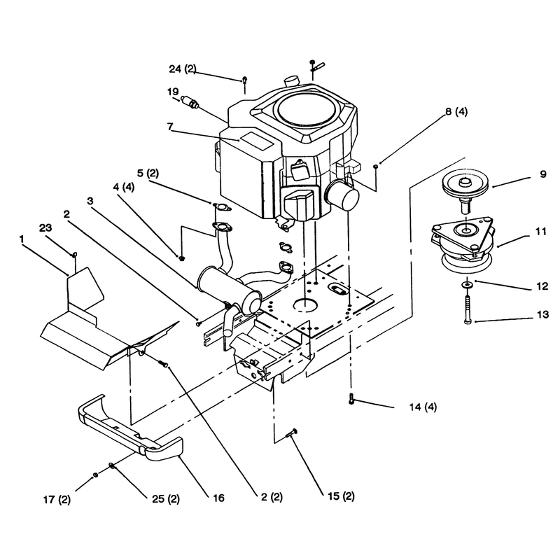 Twin Cylinder Engine Muffler and PTO