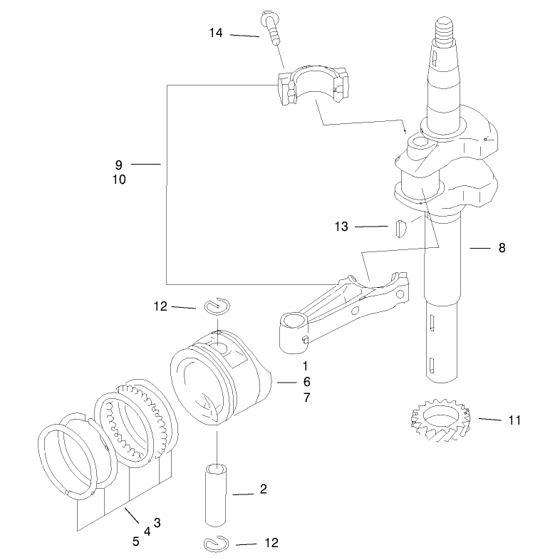 Piston and Crankcase Assembly