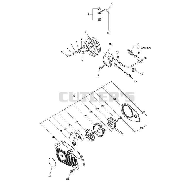 Ignition, Flywheel, Starter