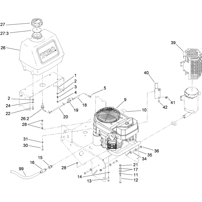 Engine and Fuel Tank Assembly