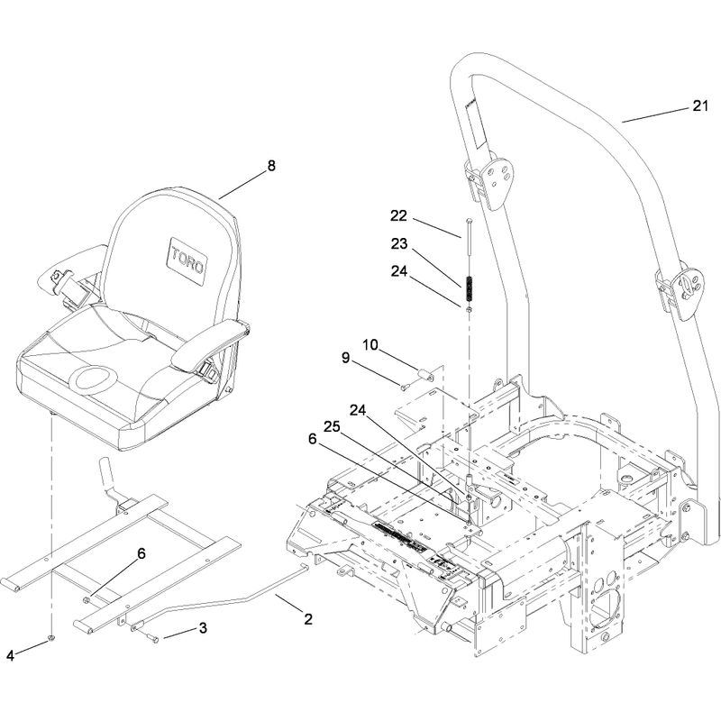 Seat and Roll Over Protection System Assembly