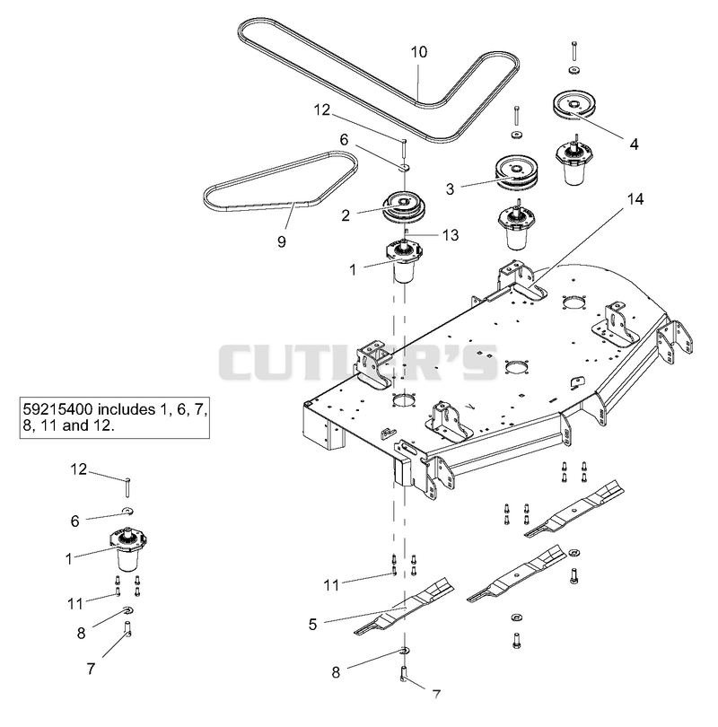 52 Inch Deck Belts, Blades and Spindles