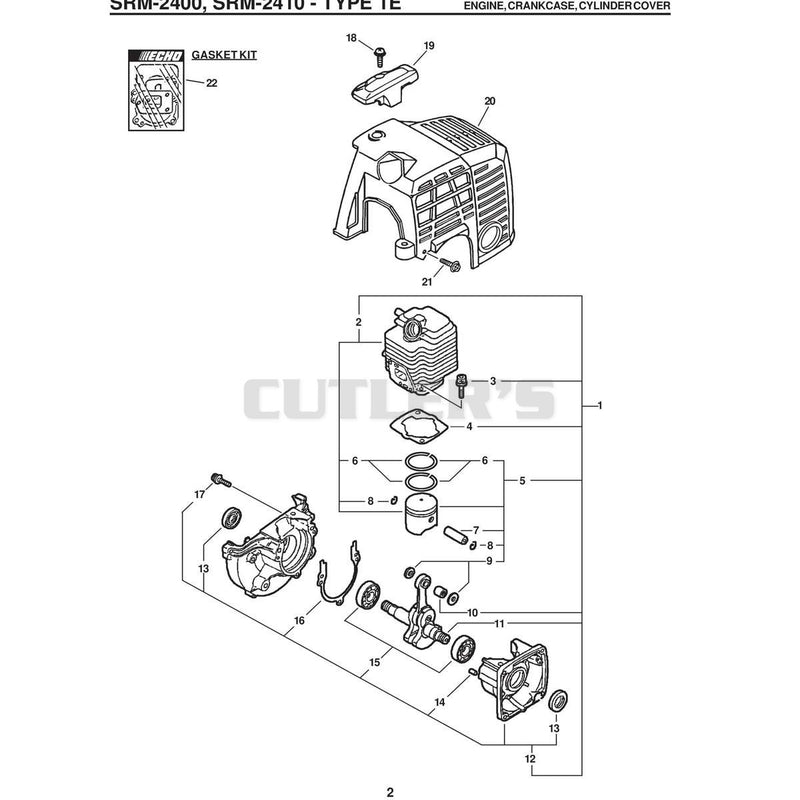 Srm-2410-Type1E Encine, Crankcase, Cylindercover