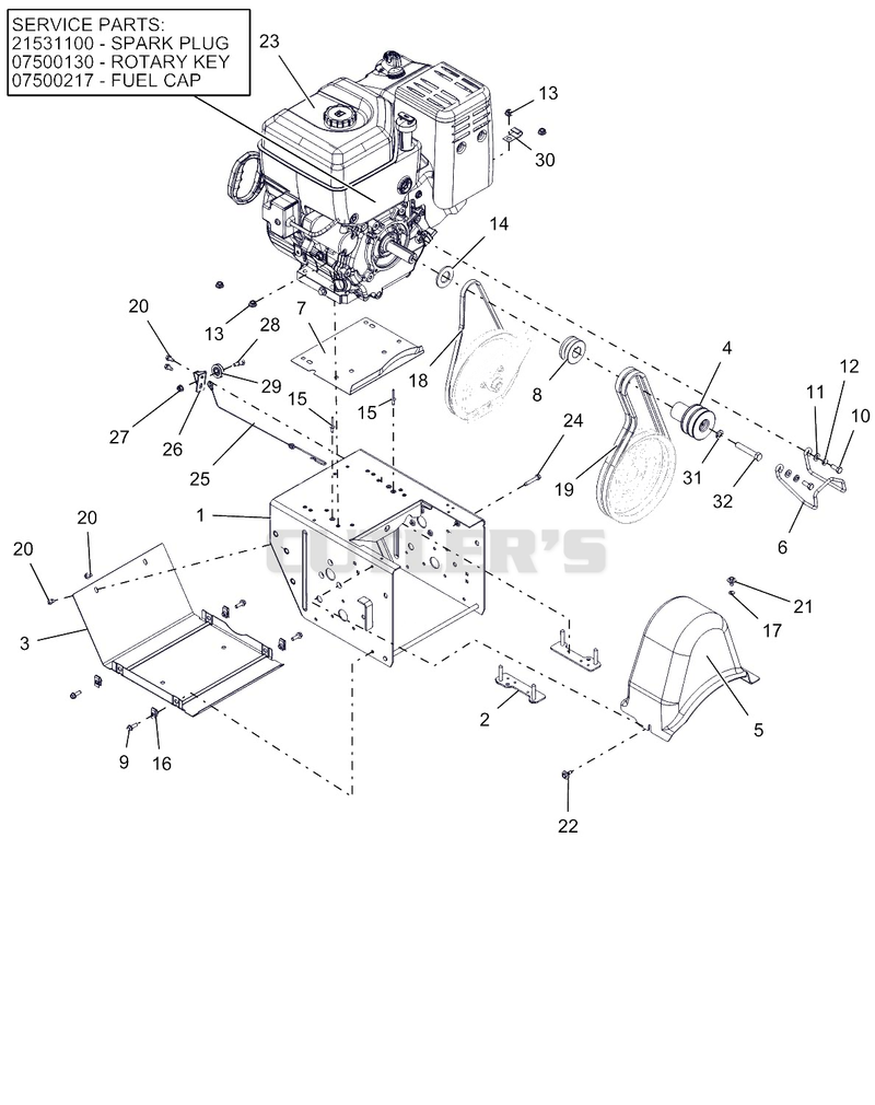Engine, Frame And Belt Drive