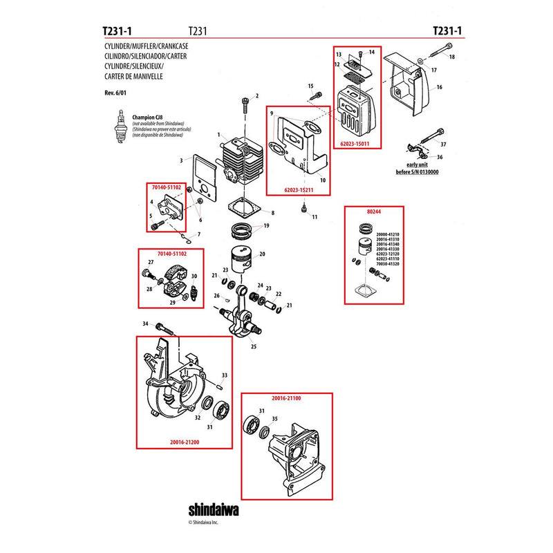 CYLINDER/MUFFLER/CRANKCASE