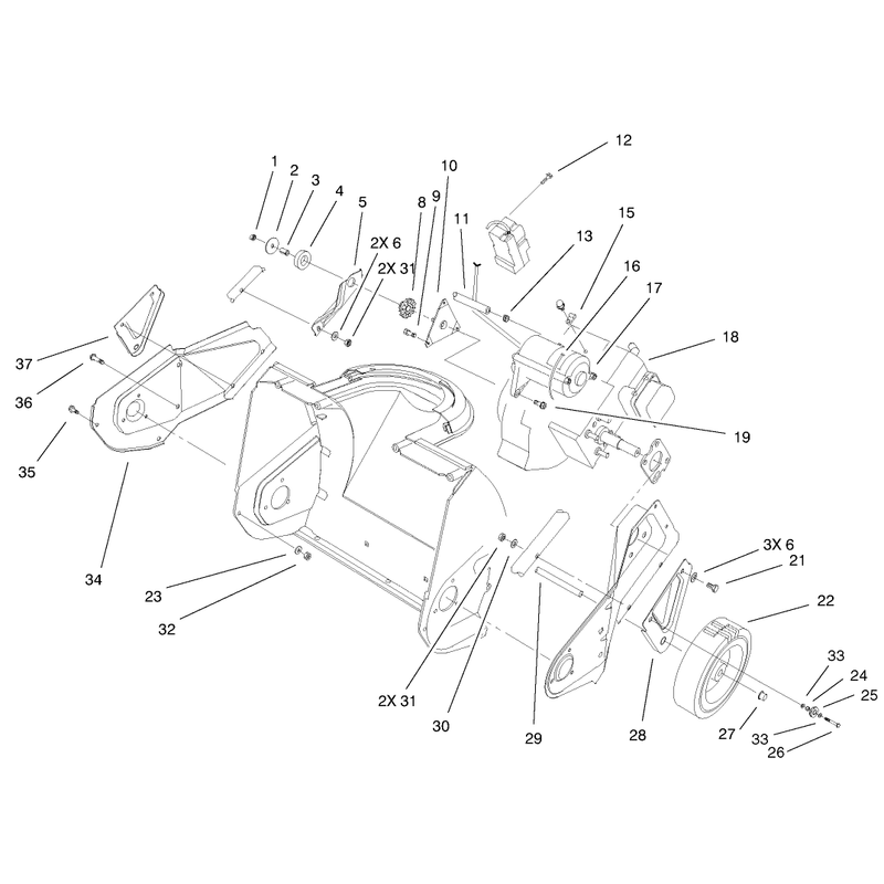 Engine, Side Plate and Wheel Assembly