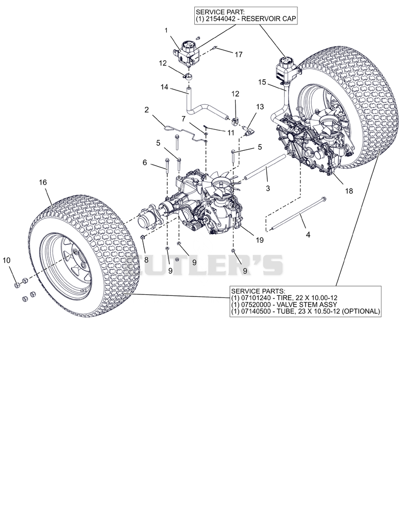 Rear Tires and Transaxles - 48"