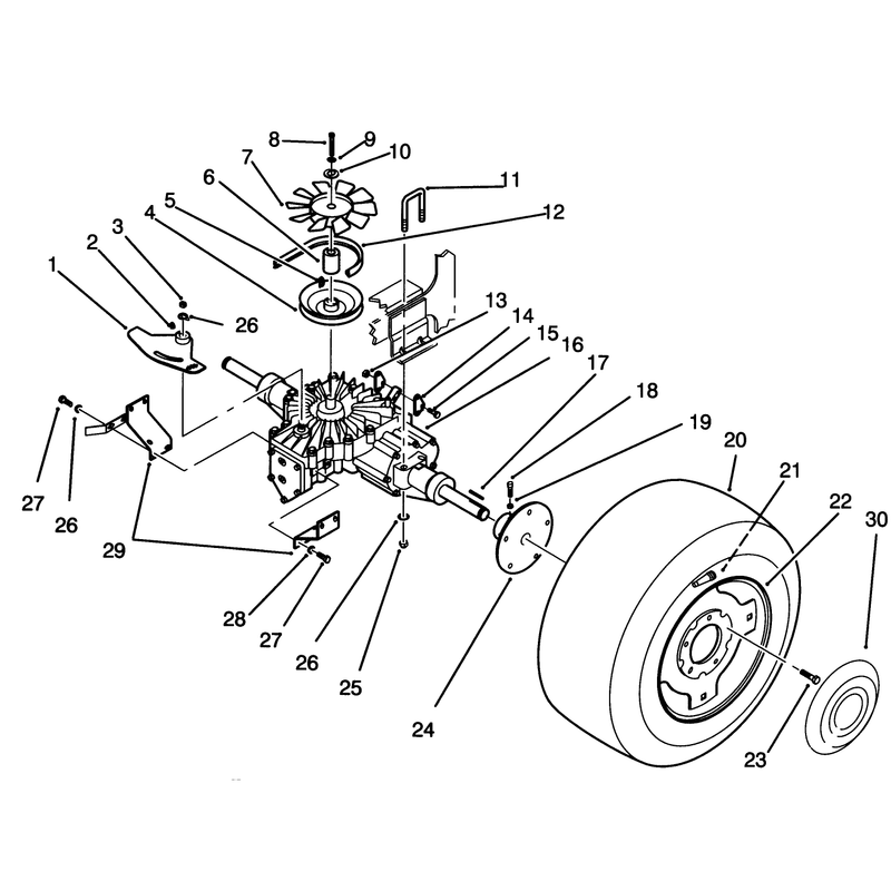 Rear Wheel and Transmission Assembly