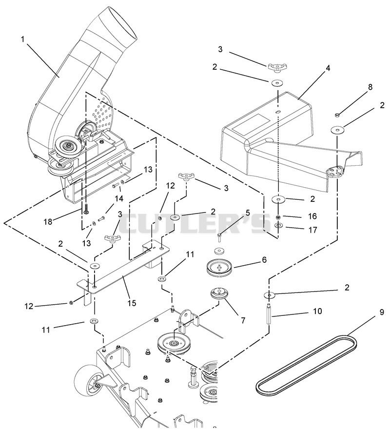 Blower Assembly To Mower Deck - 42" Deck
