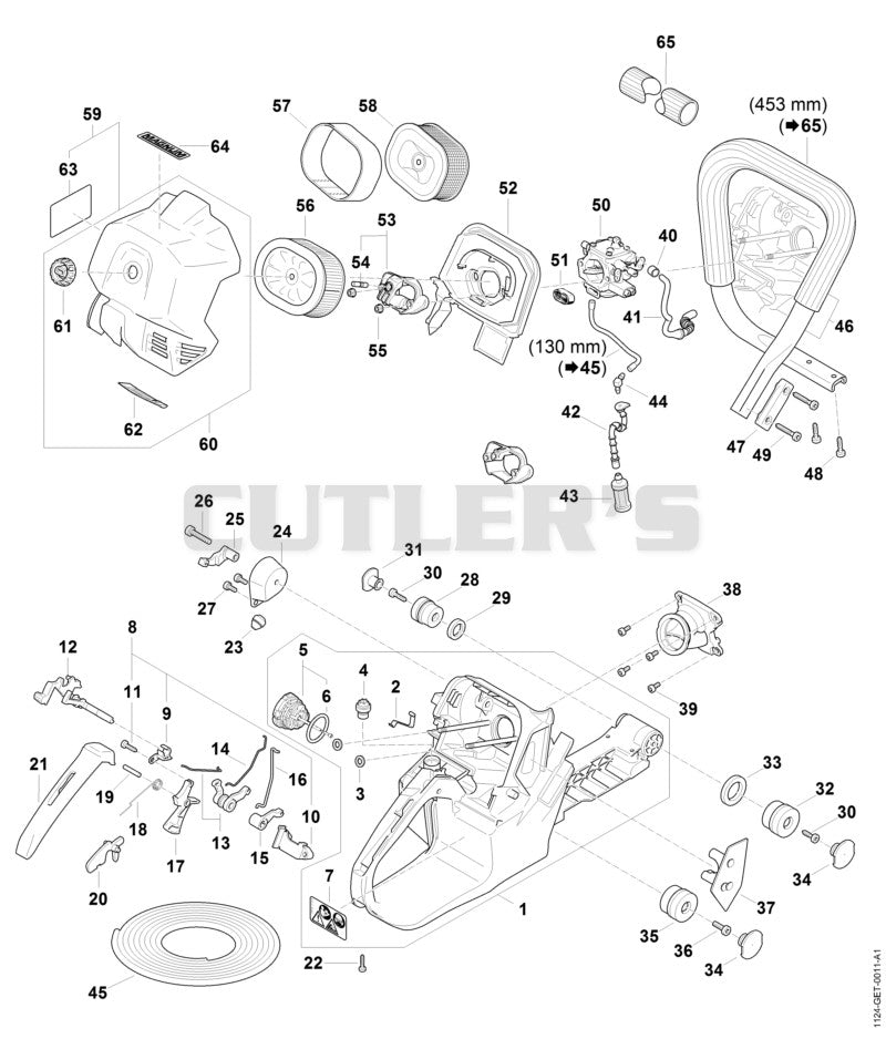 Tank housing, Filter, AV system, Handlebar MS 881
