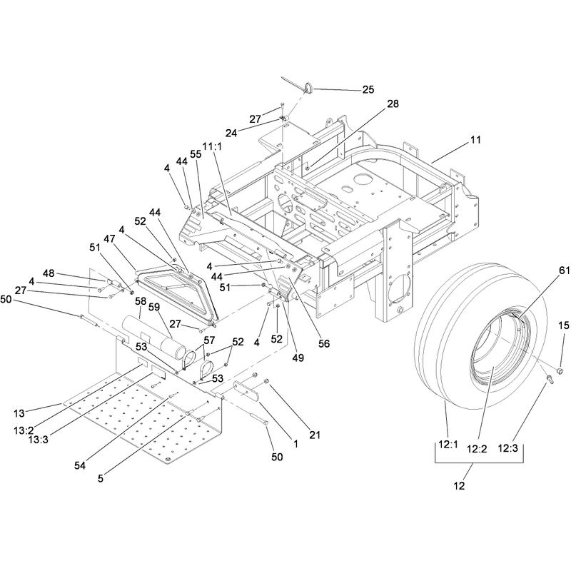 Main Frame and Rear Wheel Assembly