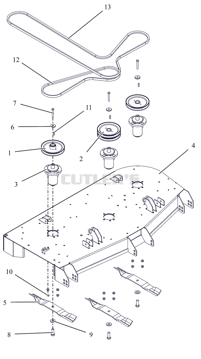 Deck, Belts, Blades and Spindles - 52"