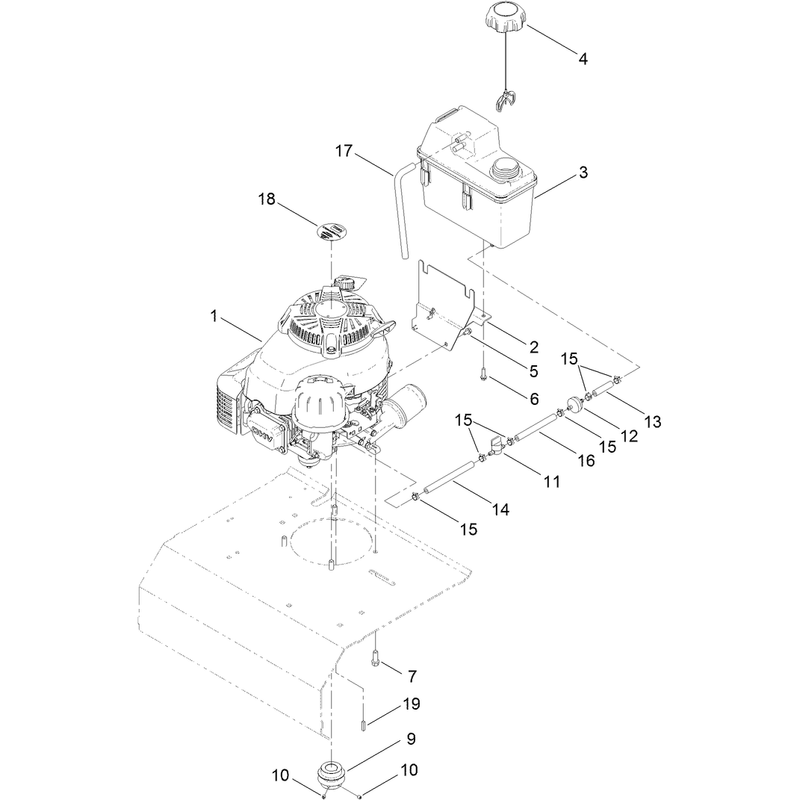 Engine and Fuel Tank Assembly