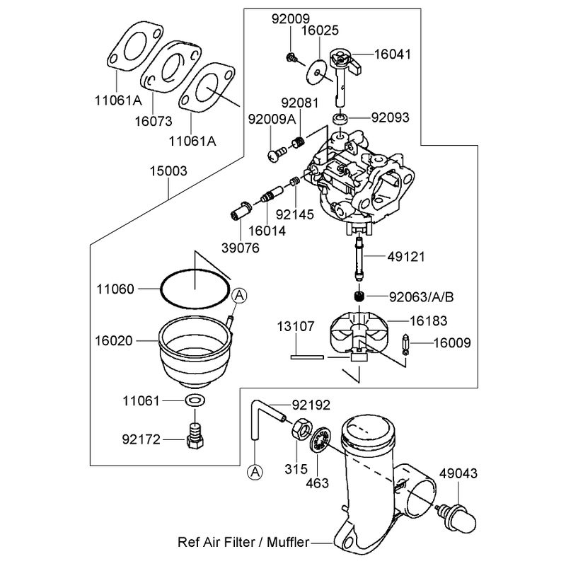 Carburetor Assembly Kawasaki FJ180V-AS28