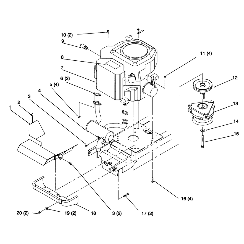 Twin Cylinder Engine Muffler and PTO