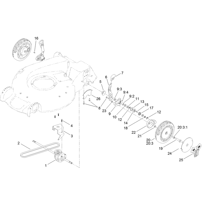 Rear Wheel and Height of Cut Assembly