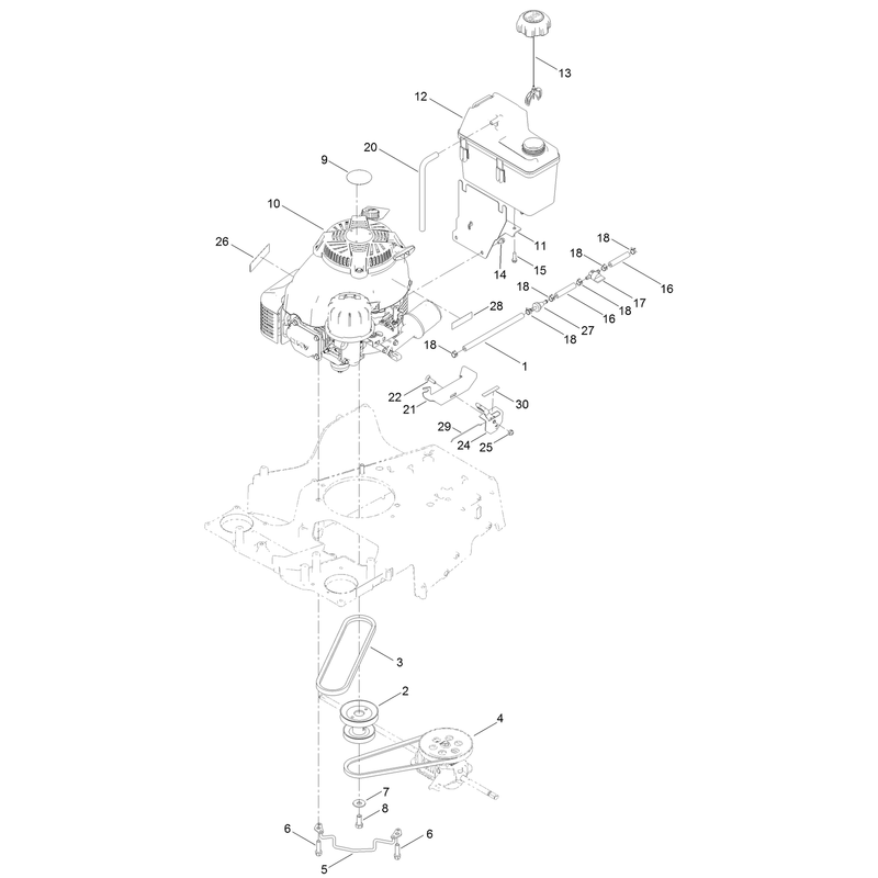 Engine and Fuel Tank Assembly