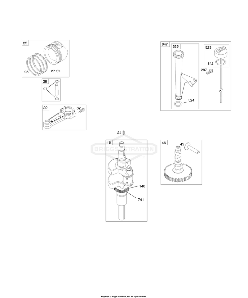Camshaft, Crankshaft, Lubrication, Piston, Rings, Connecting Rod