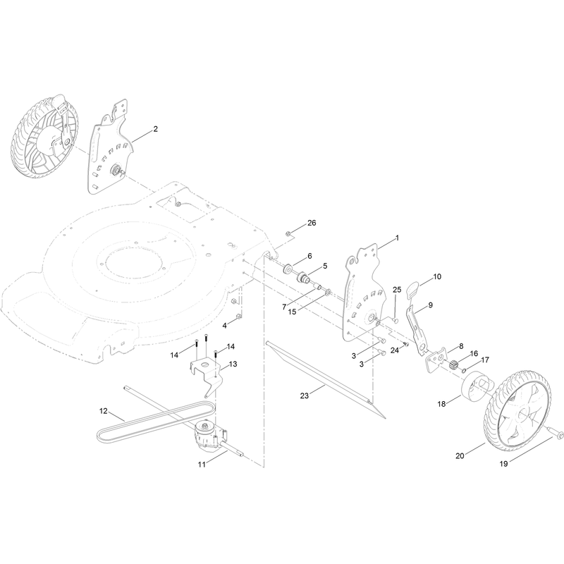 Rear Wheel and Height of Cut Assembly