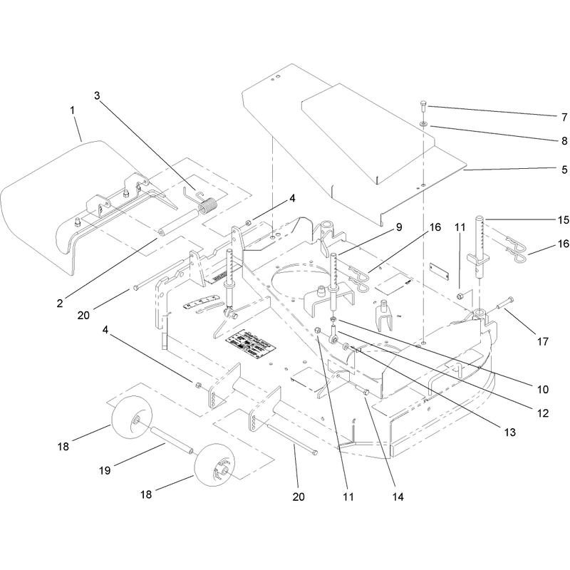 Deck Deflector Roller and Cover Assembly