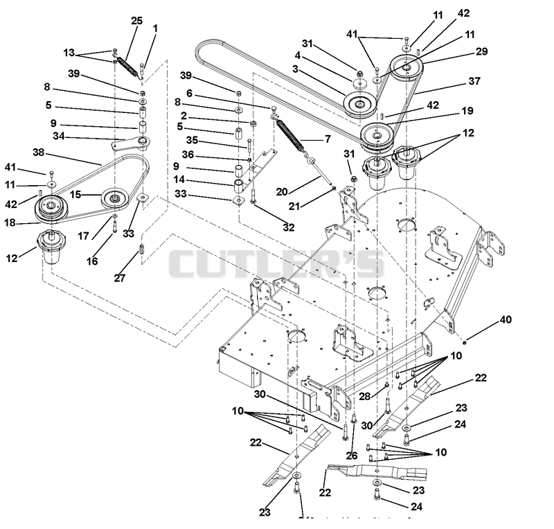 Belts, Spindles, Idlers & Blades 48" & 52" Decks