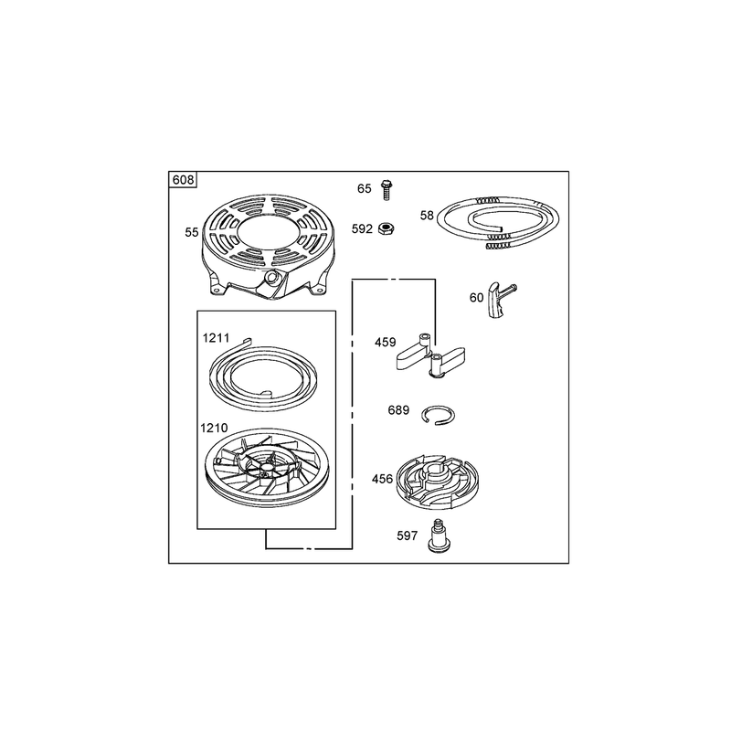 Rewind Starter Assembly Briggs and Stratton 125K07-0188-E1