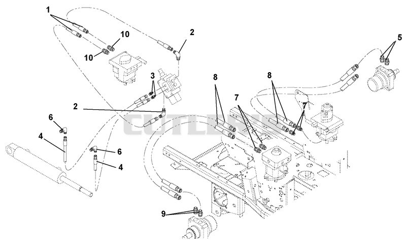 Hose Routing For Pumps, Wheel Motors And Cylinder