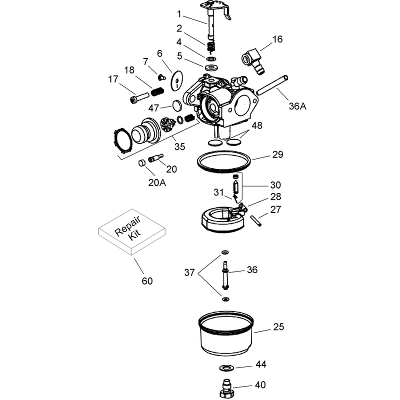 Carburetor Assembly No 640350 Tecumseh LV195EA-362003D