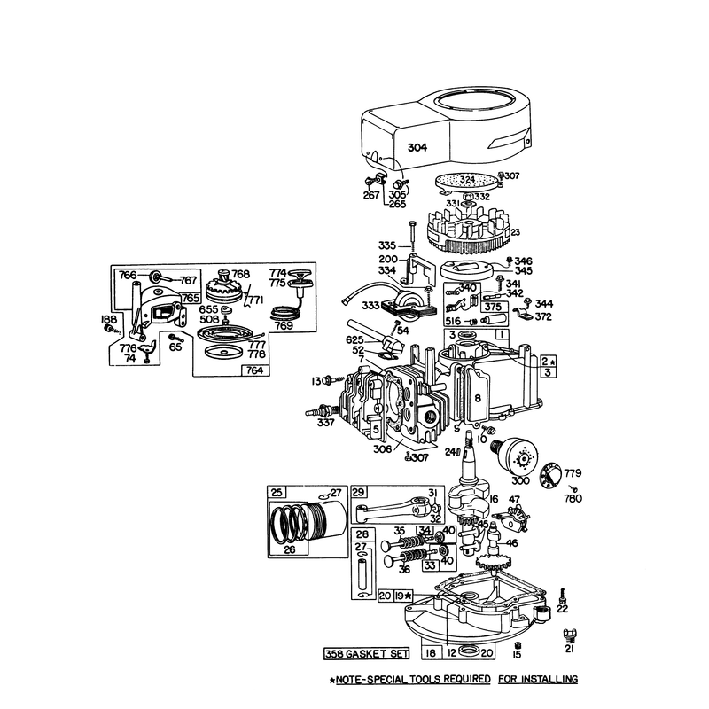 Engine Briggs and Stratton Model 92908-1931-01 for 21in Hand Propelled Model 16155