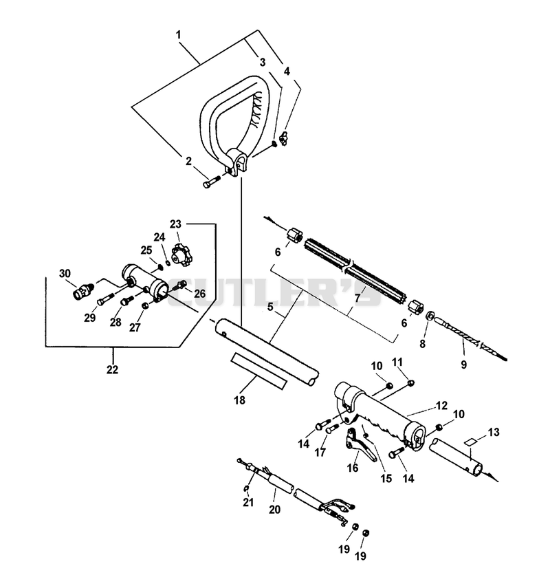 Upper Driveshaft, Coupler, Handles, Throttle