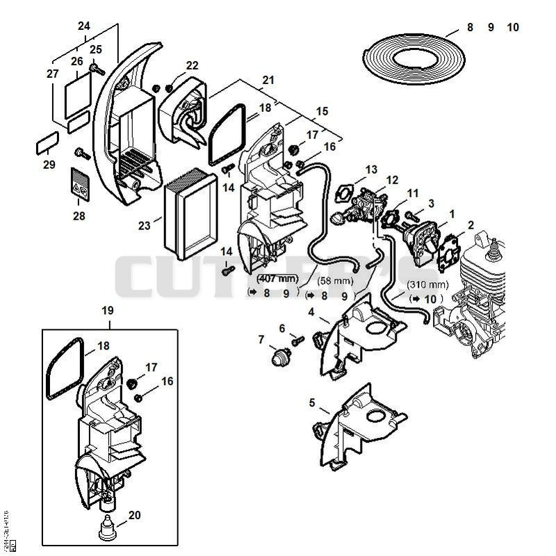 Spacer flange, Air filter
