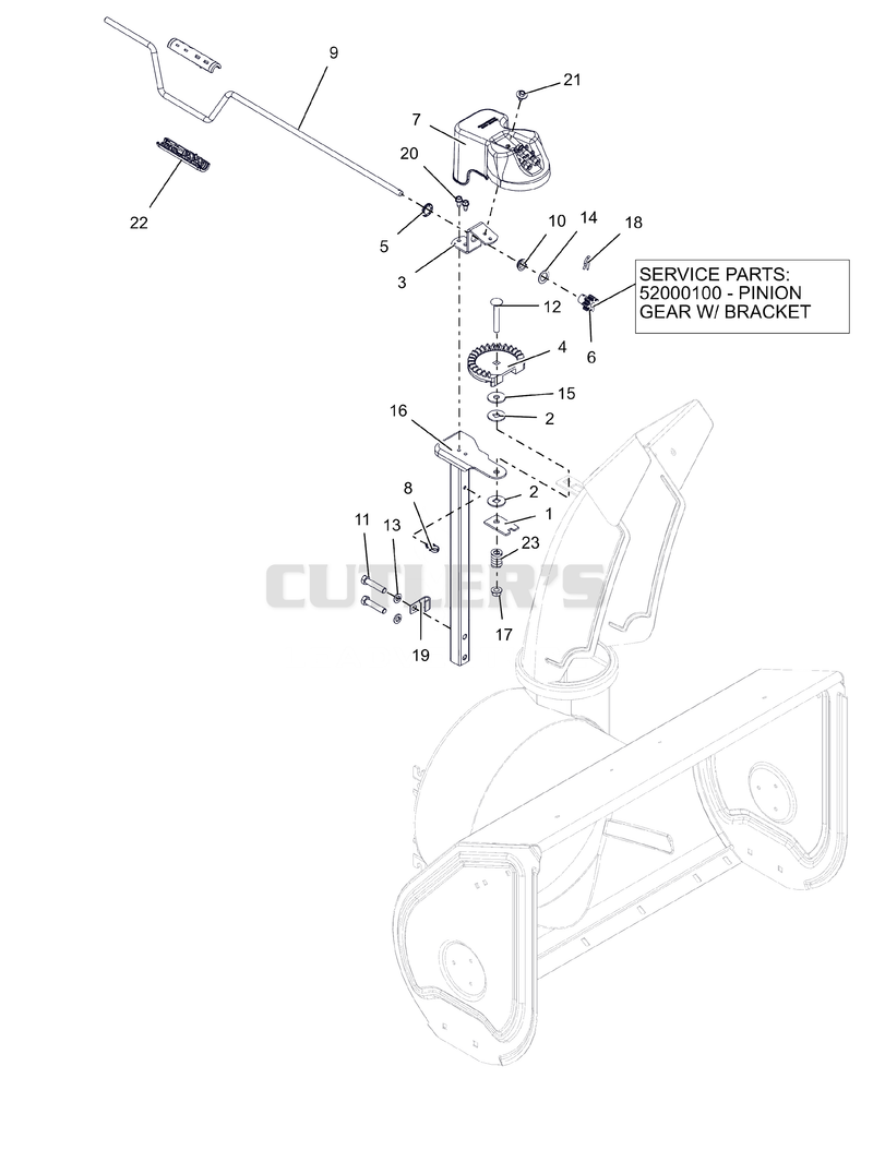 Discharge Chute Controls - Crank