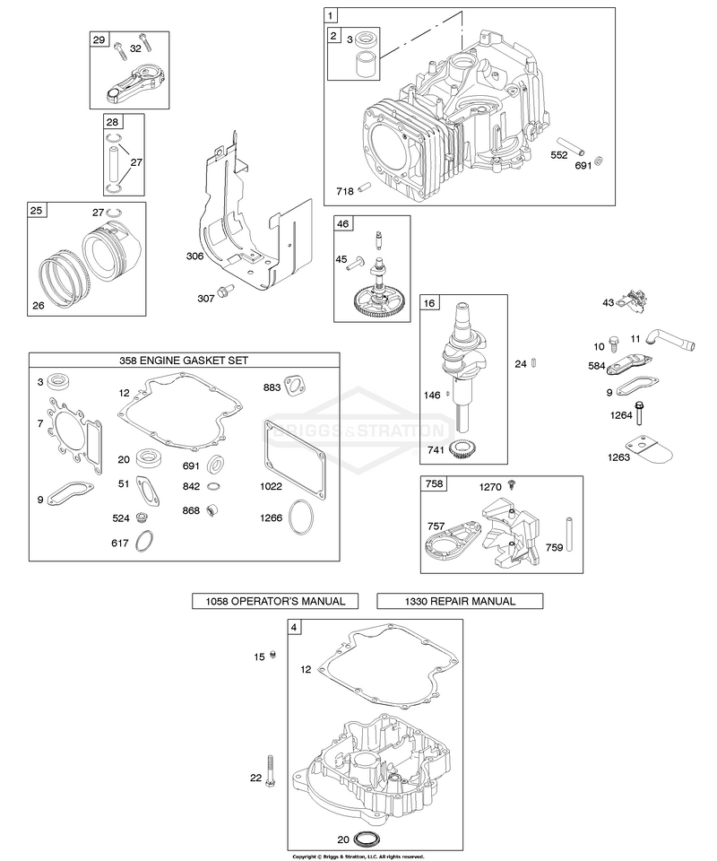 Camshaft, Crankshaft, Cylinder, Engine Sump, Gasket Set - Engine, Piston, Rings, Connecting Rod