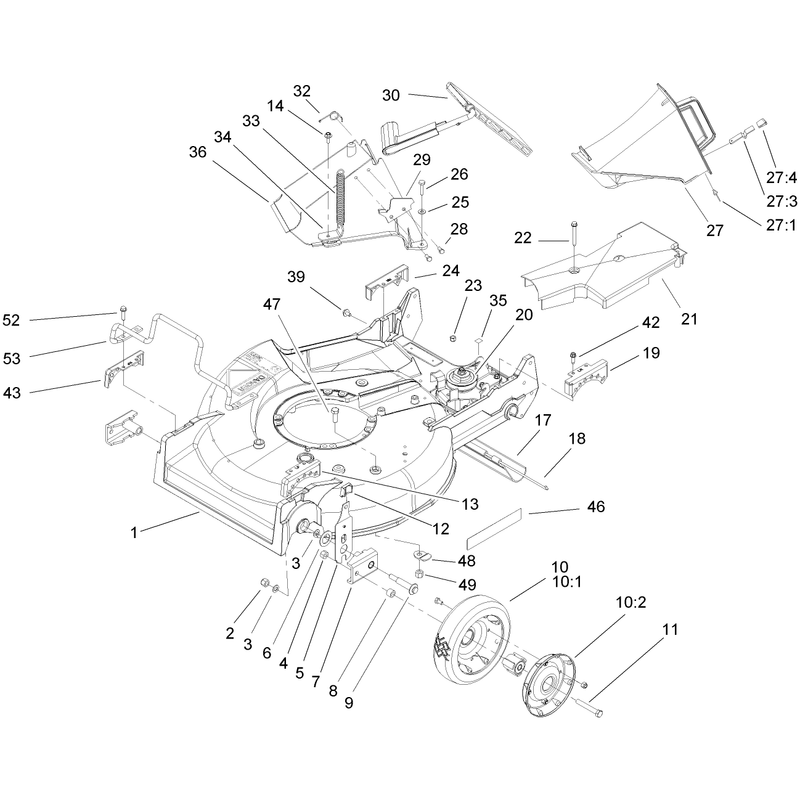 Deck Chute and Wheel Assembly