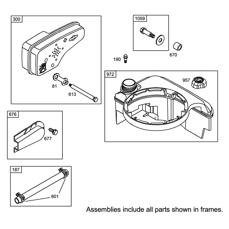 Muffler and Fuel Tank Assembly Briggs and Stratton 12H802-1720-B1