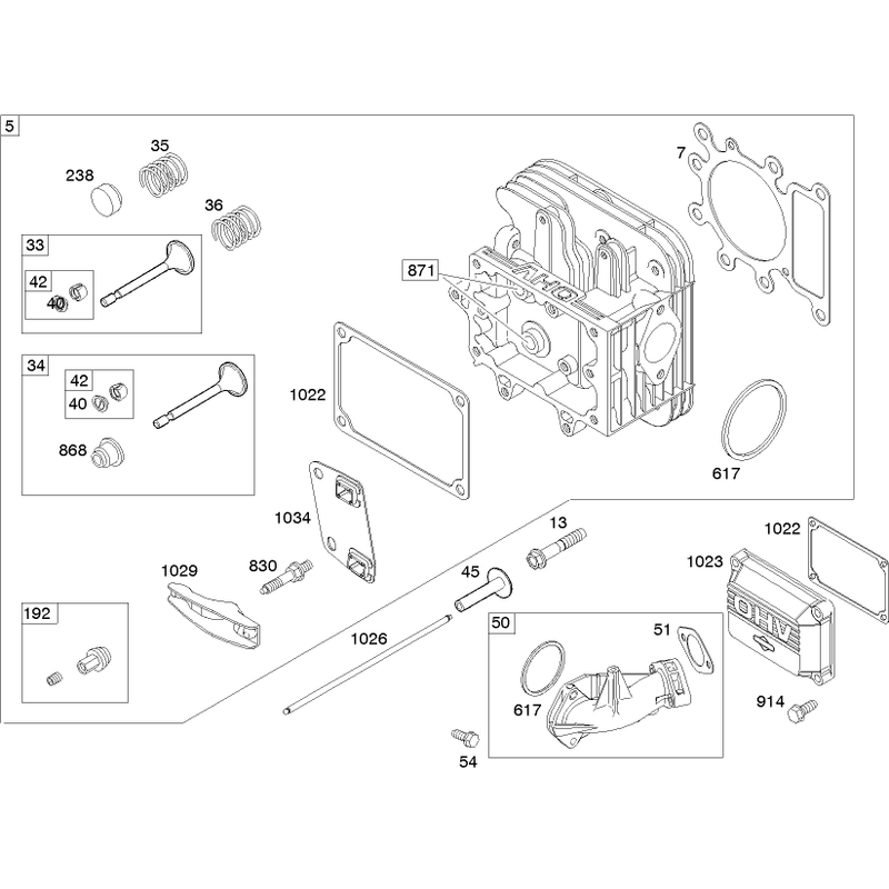 Cylinder Head Assembly Briggs and Stratton 219907-0170-E1