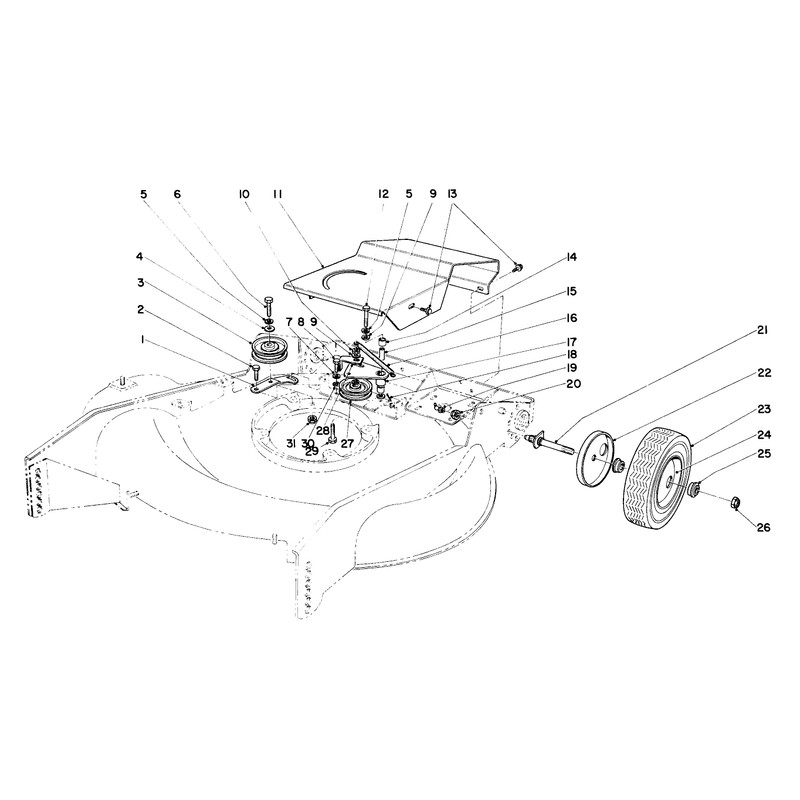 Rear Axle and Tire Assembly S P Model