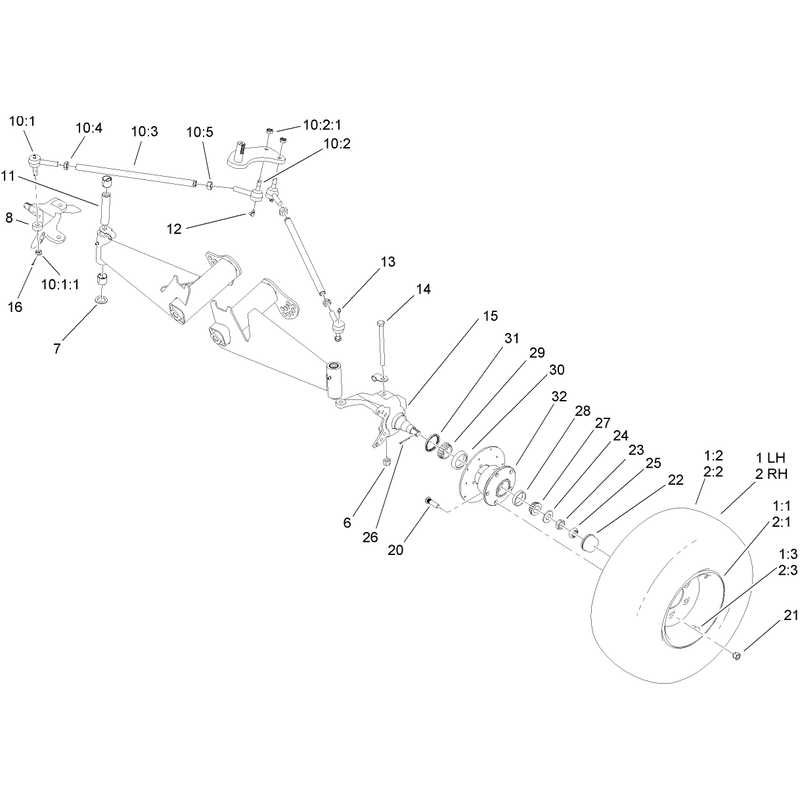 Front Tire and Steering Assembly